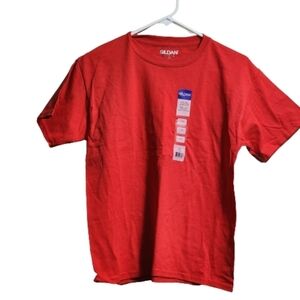 Gildan short sleeve youth t-shirt color red size large unisex